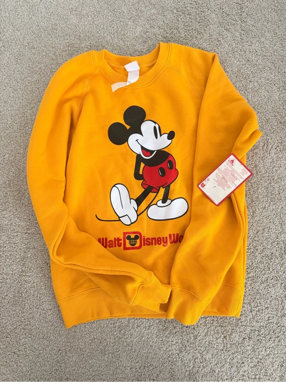 Disney Mickey Mouse Walt Disney World Gold Crewneck Sweatshirt | XS | NWT - Picture 1 of 2
